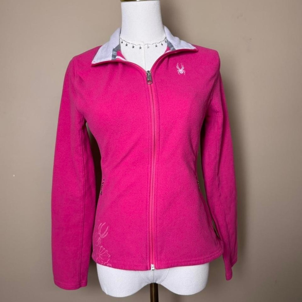 Spyder Full Fleece Jacket Size Small Hot Pink Fuchsia Vintage Sporty Athletic